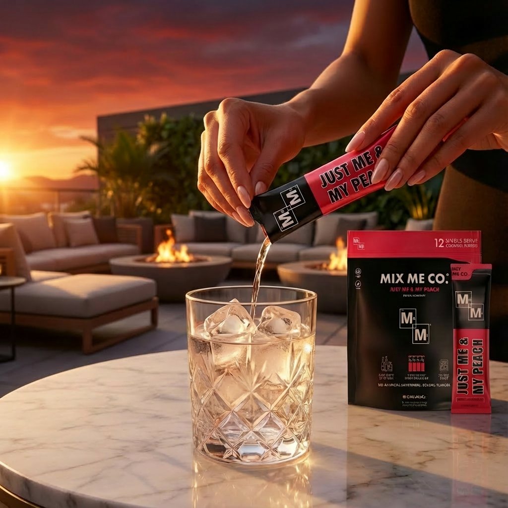 A Perfectly Balanced Peach Rosemary Cocktail with Mix Me Co.